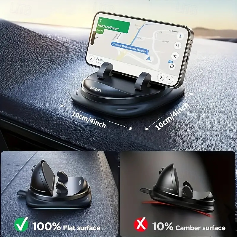 Car Phone Holder - Rotatable Dashboard Mount Non-slip Silicone Abs Material Waterproof And Heat-resistant Spring-loaded Fixing For Iphone Samsung And Smartphones 2025 - $23.99 –P6