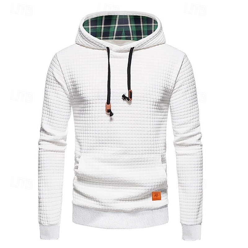 Homens Moletom Moletons Waffle Moletom com capuz Preto Branco Cinzento Com Capuz Tecido Patchwork Bloco de cor Textura Desportos e Ar livre Casual Diário Poliéster Roupa de rua Legal Roupa de Esporte de 2025 por $23.99 –P2