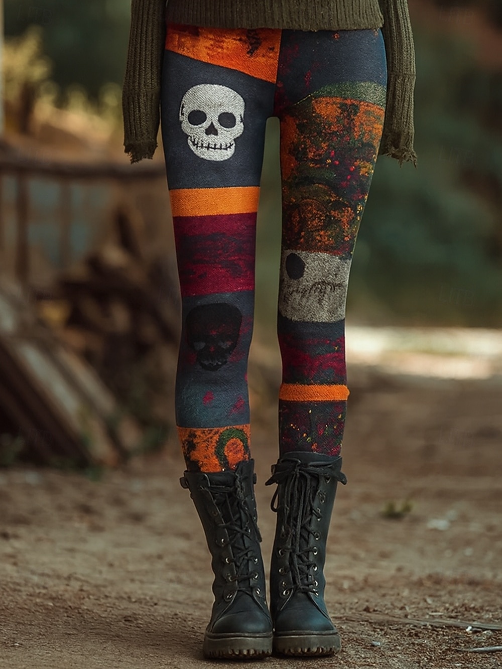 Женские леггинсы отпуск винтажный этнический стиль длина до щиколотки высокая талия графика череп монстр 3D-принт быстрое высыхание воздухопроницаемость мягкие эластичные на улице дома повседневно 2026 - $21.99 –P2