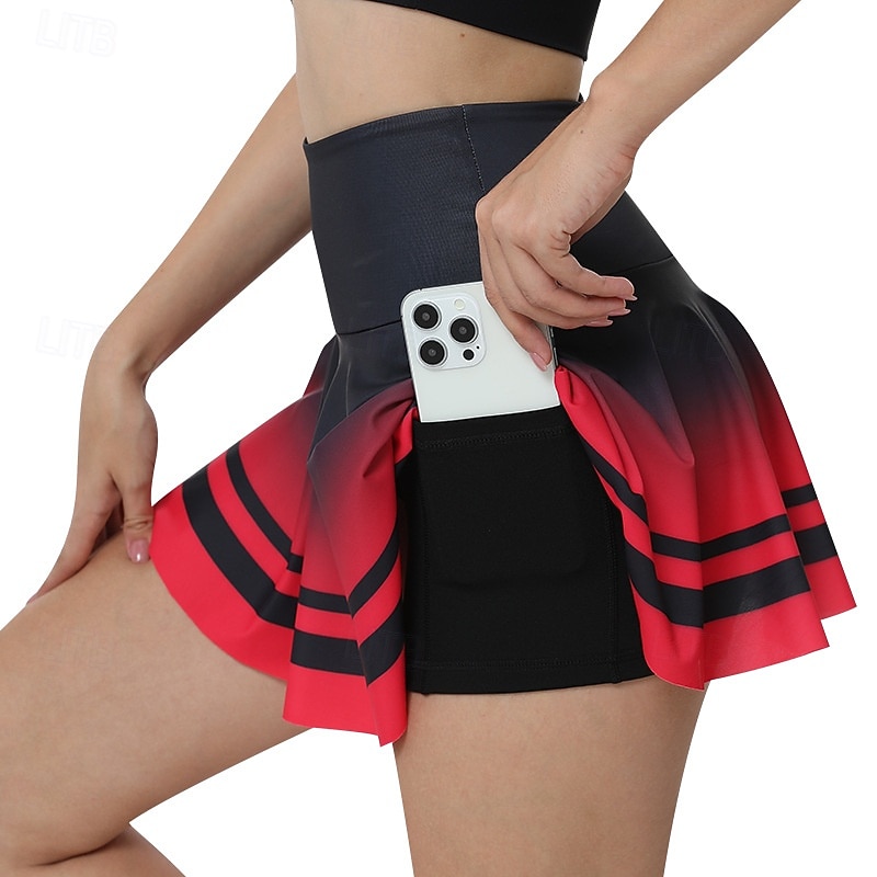 Dam Grafisk Avslappnad kjol Tenniskjol Trendig Tryck Fuktabsorberande Andningsfunktion Tennis Pickleball Löpning Underdelar Blå och Vit Röd / Svart Mörkrosa Tenniskläder 2026 - $28.99 –P11