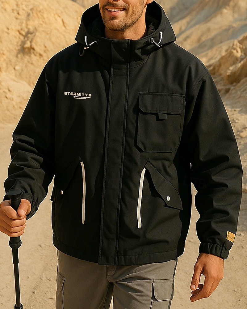 Herren Softshelljacke Wanderjacke Hardshelljacke Außen Wasserdicht Winddicht Wanderoutfits Wanderbekleidung Frühling Herbst Jacke Jagd Klettern Laufen Einfarbig Schwarz Armeegrün Khaki 2025 - $46.99 –P3
