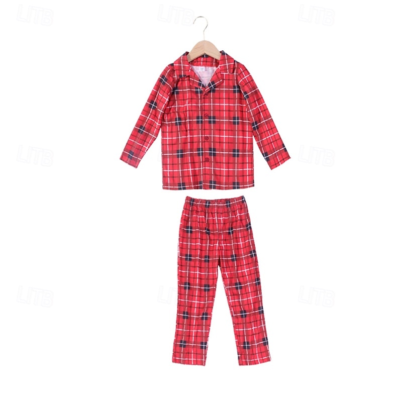 Olhar de família Pijamas Xadrez Casa Imprimir Vermelho Manga Longa Ativo Roupas Combinando de 2025 por €23.72 –P2