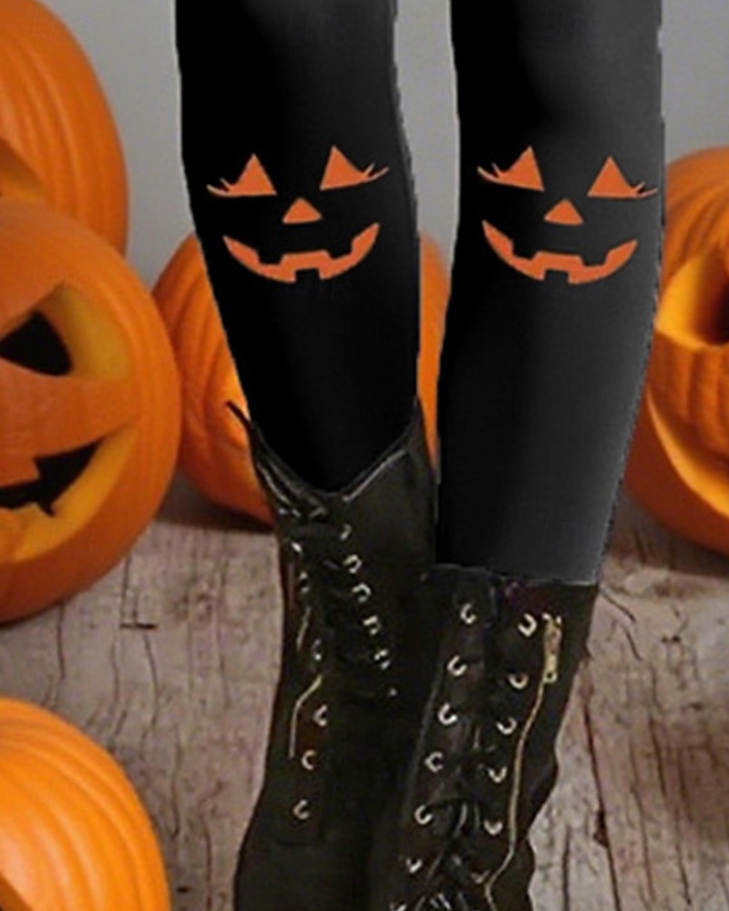 Dam Byxor Damasker Mysiga leggings Streetwear Ledigt Fullängd Hög midjaPantsHalloween Grafisk Elastisk midja Mönster Mateial som andas Bekväm Elastisk Semester Gata Dagliga kläder Svart Sommar Vår 2025 - $23.99 –P3