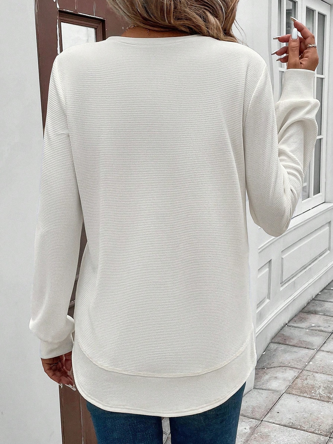 Dame Pullover عادي Elegant Fritid Langermet Crew-hals Vanlige topper Ferie Svart Hvit Rosa Mørk Rosa Lilla Vår Høst Vinter 2026 - $25.99 –P2