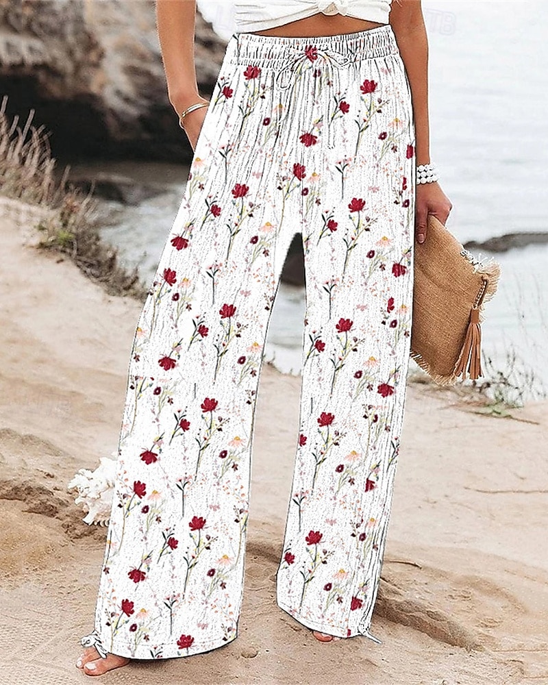 Per donna Gamba larga Pantaloni Pantaloni Palazzo Moda Boho Lunghezza intera Vita Alta Fiore Coulisse Elastico in vita Stampato Traspirabilità Confortevole Streetwear Abbigliamento quotidiano Uscire del 2025 a $20.99 –P1