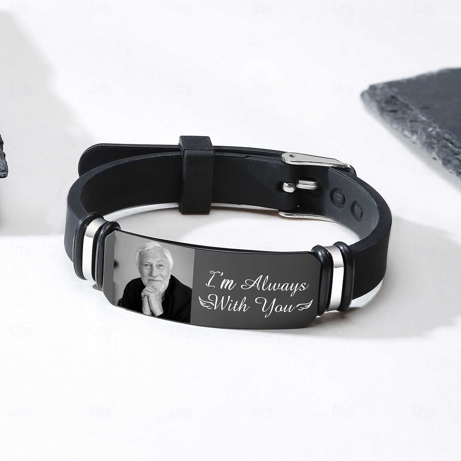 Personalisiertes Foto-Gedenkarmband mit individueller Gravur, Herrenarmband, Beileidsgeschenke für den Verlust geliebter Menschen, ich bin immer bei dir 2025 - $11.99 –P3