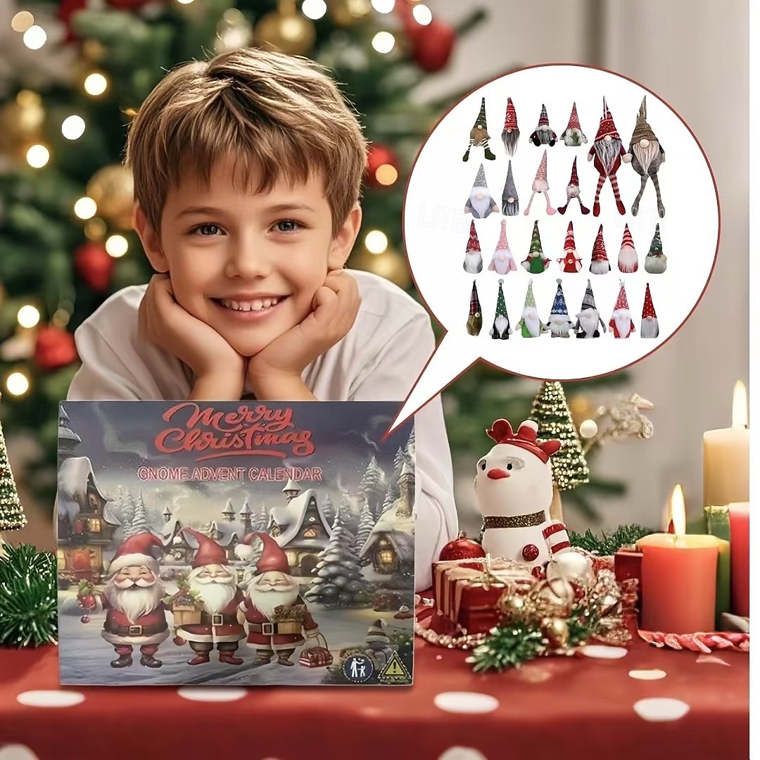 Χριστουγεννιάτικο ημερολόγιο advent gnome 2025, 24 κομμάτια διακοσμητικών στολιδιών gnome, χριστουγεννιάτικο ημερολόγιο advent αντίστροφης μέτρησης για τα Χριστούγεννα, στολίδια νάνων, 2025 - $49.99 –P3
