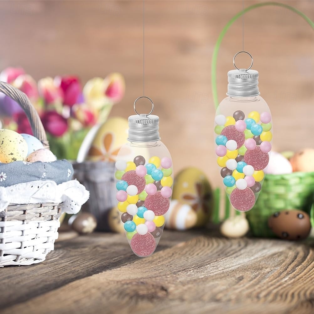 10 buc ornamente de Crăciun pentru becuri, recipient umplător pentru becuri transparente cu capace cu filet, borcan de plastic pentru bomboane, recipient umplător pentru becuri, ornament agățat, perfect pentru meșteșuguri DIY, bomboane, suc. 2025 - $6.49 –P5