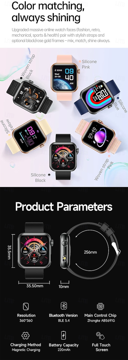 iMosi TK50 Relógio inteligente 1.72 polegada Relógio inteligente Bluetooth Monitoramento de temperatura Podômetro Aviso de Chamada Compatível com Android iOS Feminino Masculino Chamadas com Mão Livre de 2025 por $48.99 –P18