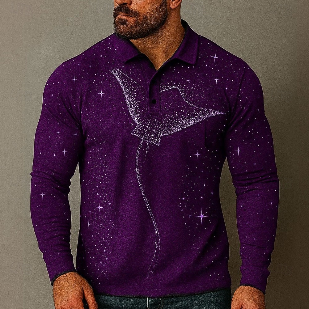 Homme À Motif Animal Polo manche longue Polos Revers Occasionnel Extérieur Rue Athleisure Tenue quotidienne Impression 3D Boutons Printemps Automne Hiver Noir Bleu Violet de 2025 ? $21.99 –P7