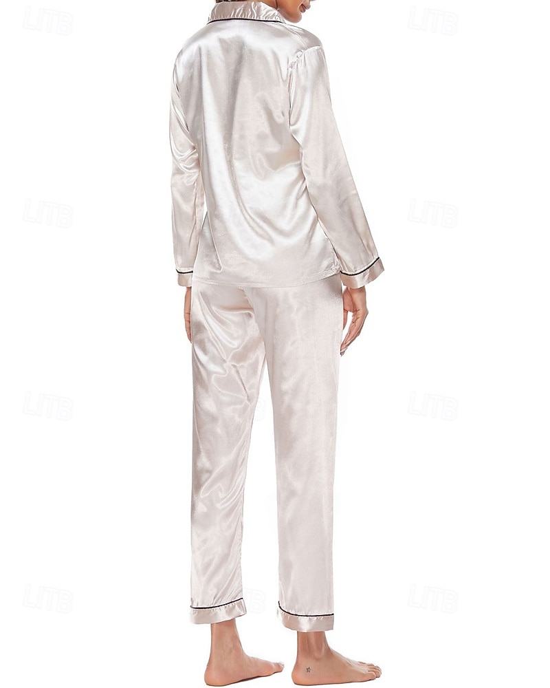 Γυναικεία Σαλόνια Μοντέρνα Καθημερινό Μαλακή Μονόχρωμες Σατέν Μεταξωτές Πιτζάμες Πιτζάμες Κουμπιά Παντελόνι Καθημερινά Κρεβάτι Μακρυμάνικο Πέτο Μπλε Λίμνης Μαύρο Σαμπανιζέ Κρασί Βυσσινί 2026 - $25.99 –P2