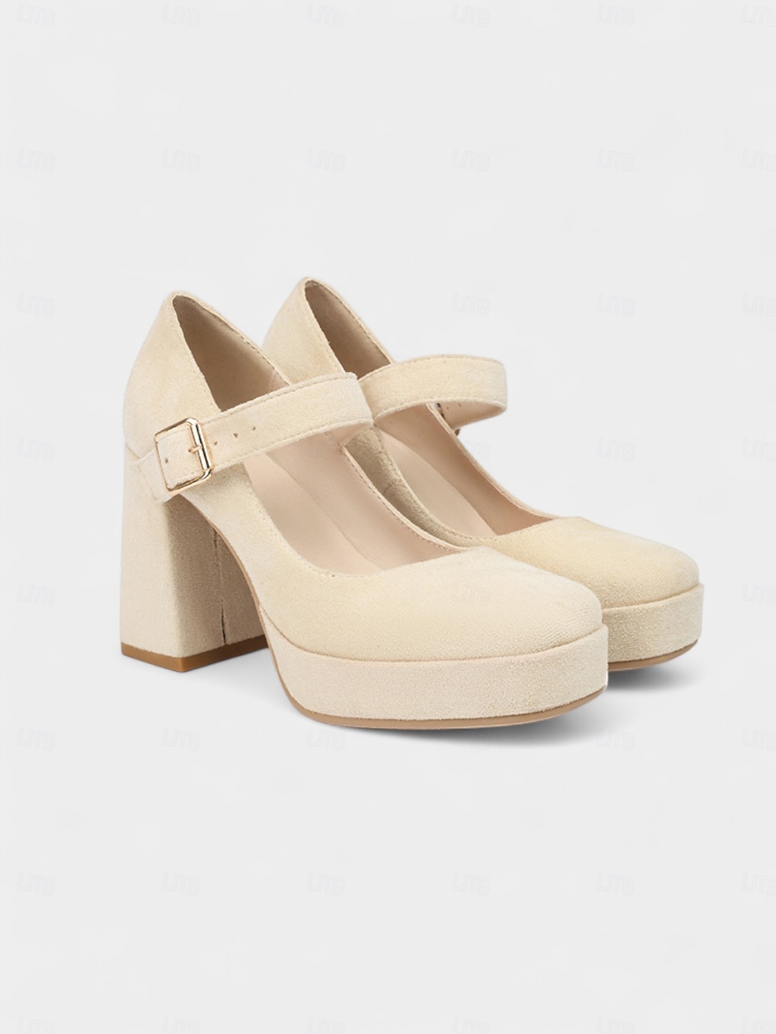 Women's Blue Suede Mary Jane Block Heel Pumps – Platform Round Toe Buckle Strap 1950s Vintage Party Shoes for Weddings, Cocktail, and Evening Outfits 2025 - $54.99 –P4