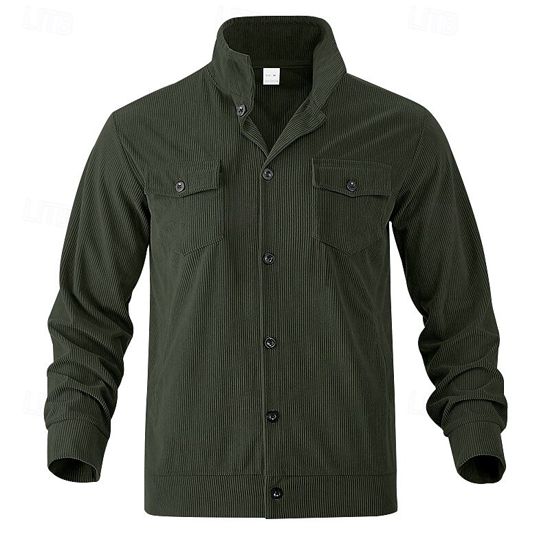 Herren Leichte Jacke Cordjacke Freizeitjacke Urlaub Täglich Atmungsaktiv Tasche Frühling Herbst Einfach Mode Klassisch Revers Regulär Schwarz Braun Hellgrau Armeegrün Aprikose Jacken 2025 - $29.99 –P11