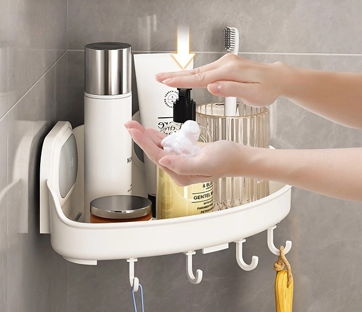 Półka prysznicowa Taili z przyssawką, wodoodporna półka prysznicowa z haczykami, ścienny organizer do łazienki na szampon, żel pod prysznic, odżywkę i mydło 2025 - $17.11 –P3