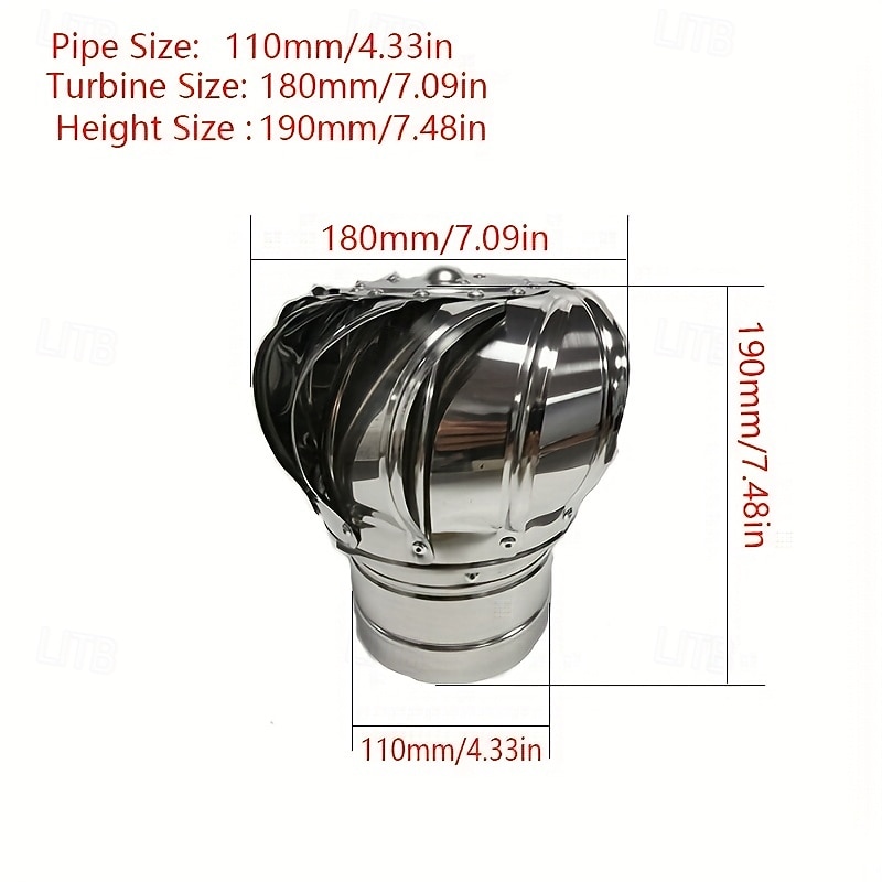 مروحة سقف متينة من الفولاذ المقاوم للصدأ مقاس 110 مم مع غطاء عادم دائري دوار لتهوية المدخنة الخارجية وغطاء المدخنة وغطاء مقاوم للحرارة والبرودة ومقاوم للتآكل وتهوية غير كهربائية 2026 - $50.99 –P7