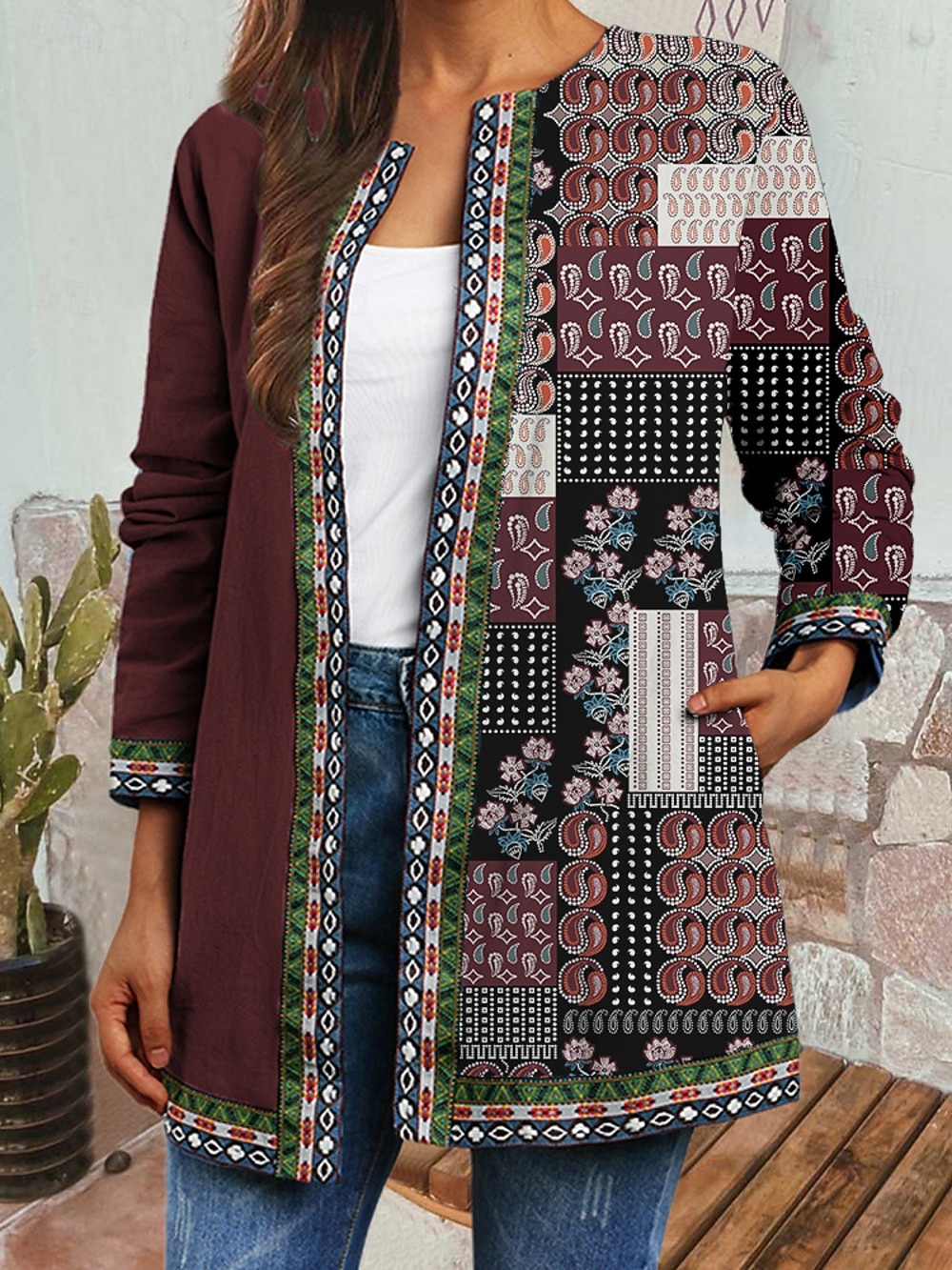 Dame Uformell jakke Vindtett Hold Varm Lomme Fargeblokk Åpen Forside Med lommer Årgang Moderne Fritid Blomstret Avslappet Daglig Fritid / hverdag Kort Crewneck Normal Langermet Yttertøy Lysegrønn 2025 - $31.99 –P3