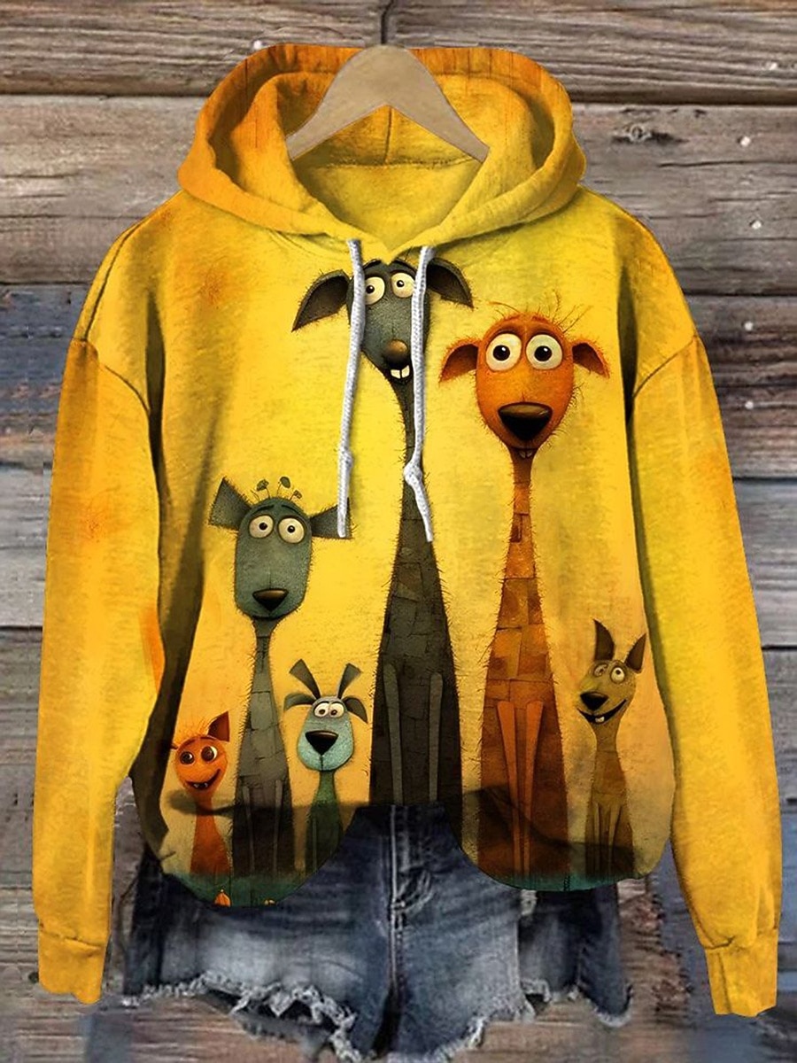 Femmes Sweats à capuche Graphique Animal ancien Occasionnel manche longue À capuche Hauts Réguliers Rue Occasionnel Sortir Patchwork Imprimé Noir Jaune Bleu Orange Vert Printemps Automne Hiver de 2025 ? $24.99 –P1
