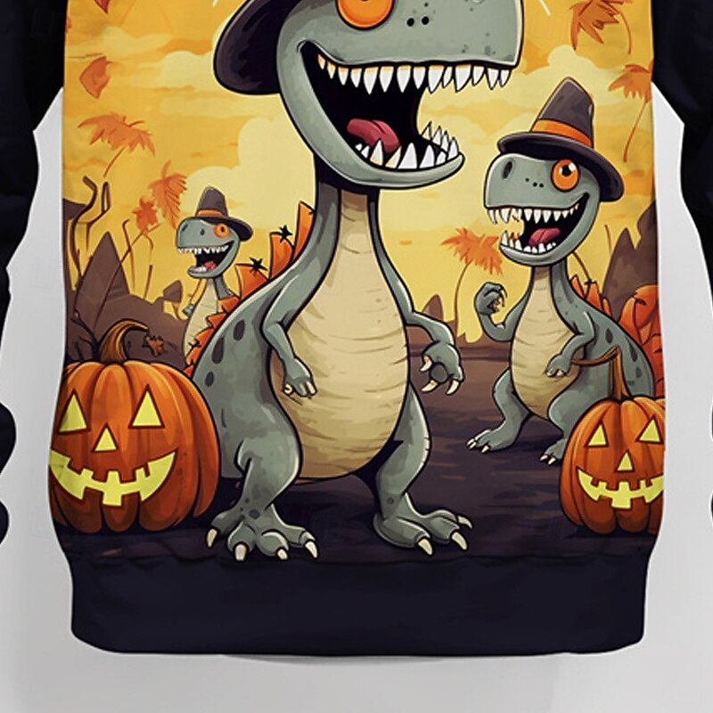 Halloween Pojkar 3D Tecknat Pumpa Dinosaurie T-shirt Långärmad Vår Höst Mode Grundläggande Barn 4-12 år Rund hals Utomhus Ledigt Dagligen Normal 2025 - $13.99 –P4