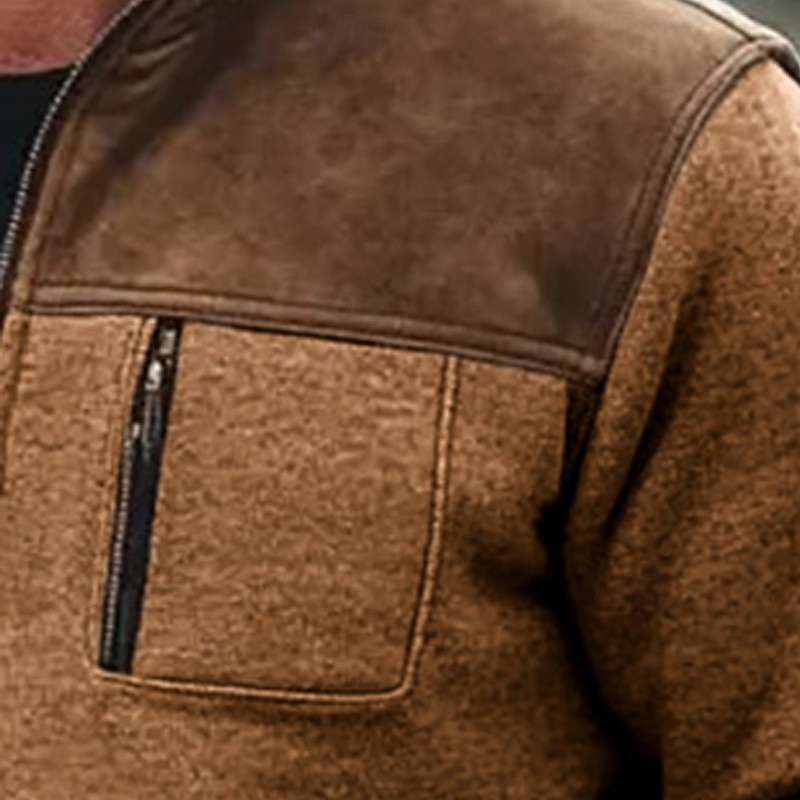 Homens Moletom Moletom com capuz Estacionar Moletom com zíper Verde Tropa Marron Cinzento Colarinho Clerical Tecido Patchwork Desportos e Ar livre Casual Diário Roupa de rua Legal Roupa de Esporte de 2025 por $32.99 –P4