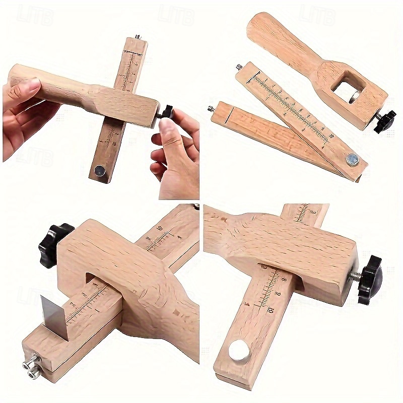 1 τεμάχιο ρυθμιζόμενο ξύλινο εργαλείο κατασκευής δερμάτινων λουριών με 5 ανταλλακτικές λεπίδες για εργαλεία δερματοτεχνίας και κηπουρικής, κόφτη ζώνης χειροτεχνίας 2026 - $15.49 –P5