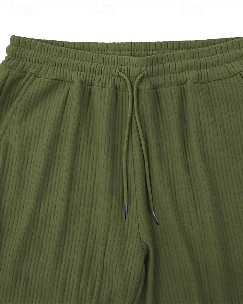 Pánské Tepláky Kordurové kalhoty Kalhoty Tepláky s rovnými nohama Šňůrky Kapsy Elastický pas Bez vzoru Pohodlné Outdoorové sporty Denní Módní Na běžné nošení Vojenská zelená Černá Lehce elastické 2026 - $18.99 –P4
