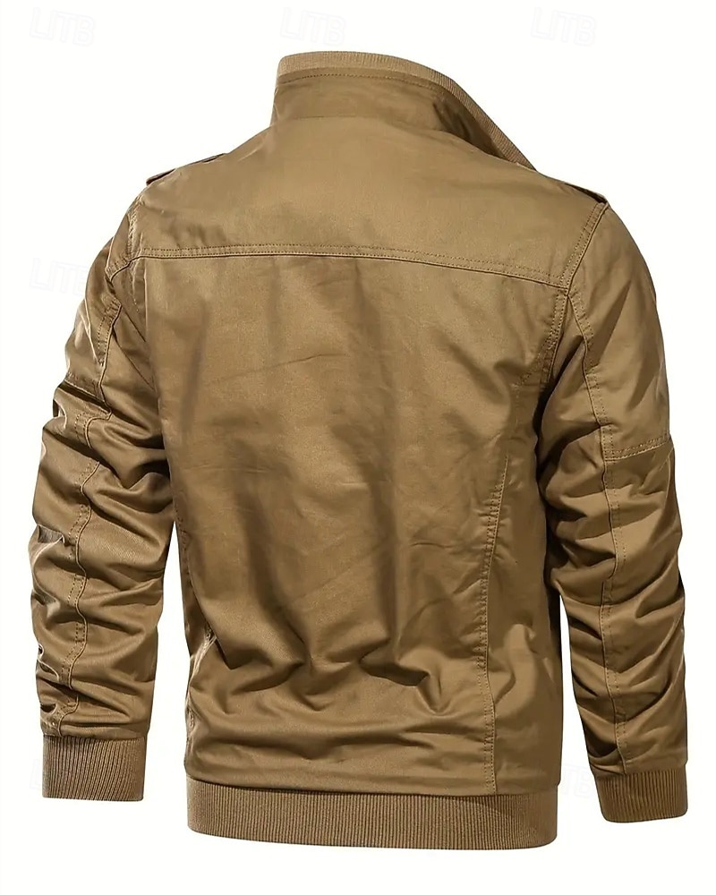 Miesten Utility takki Cargo takki Loma Päivittäin Pidä lämpimänä Tasku Syksy Talvi Tavallinen Muoti Klassinen Kauluskäänne Normaali Musta Khaki Armeijan vihreä Jackets 2026 - $44.99 –P2