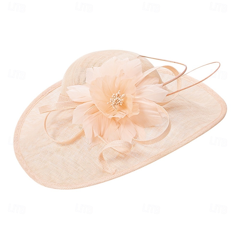 Hatter Sinamay Solhatt Bryllup Ferie Te Fest Hesteløp cocktail Elegant Årgang Solbeskyttelse Med Blomster Hodeplagg Hodeplagg 2025 - $86.99 –P5
