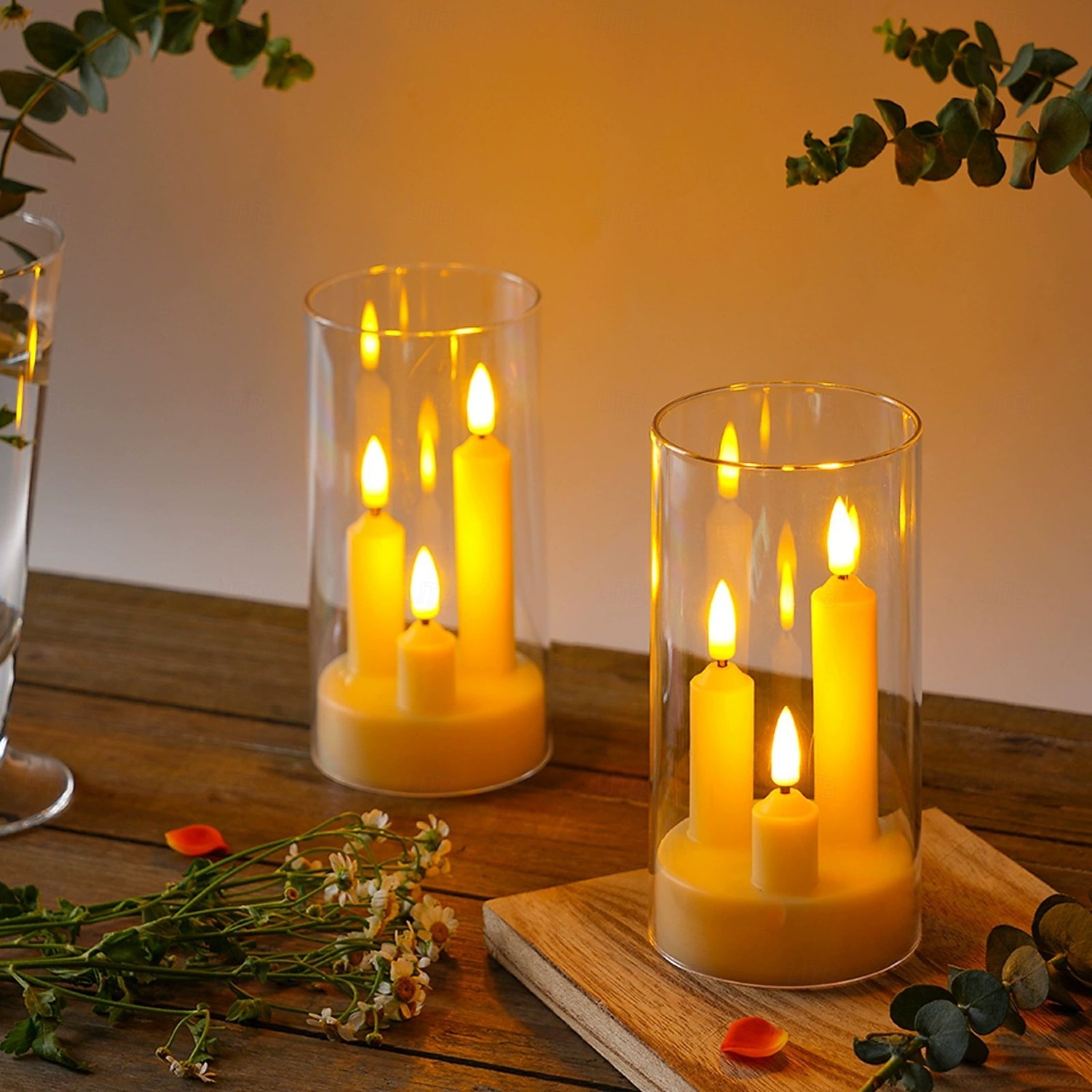 2026年 2個アクリルフレームレスキャンドルライトバッテリー駆動キャンドルスタンドライトウェディングパーティーファミリーディナーの雰囲気ホリデー装飾用  コレクション – $21.99 –P9