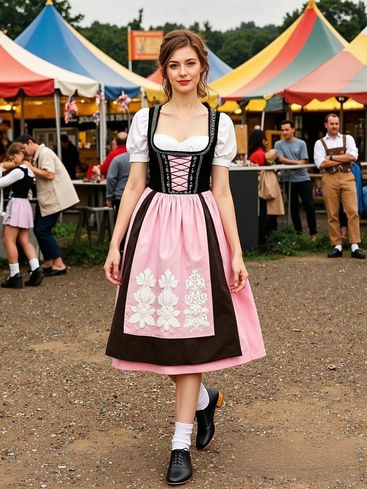 scarpe oxford stringate da donna nere - scarpe eleganti retrò con tacco basso per look da festival della birra, Oktoberfest, eventi autunnali e stile retrò casual del 2026 a $46.99 –P1