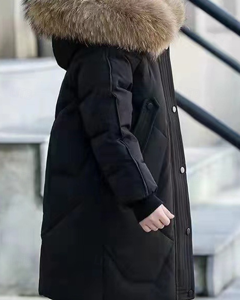 Copii Fete Jos Culoare solidă Modă Γούνινος Γιακάς Fermoar Buzunar Școală Palton Îmbrăcăminte exterioară 4-12 ani Iarnă Negru Roz Îmbujorat Roșu-aprins 2025 - $35.99 –P17