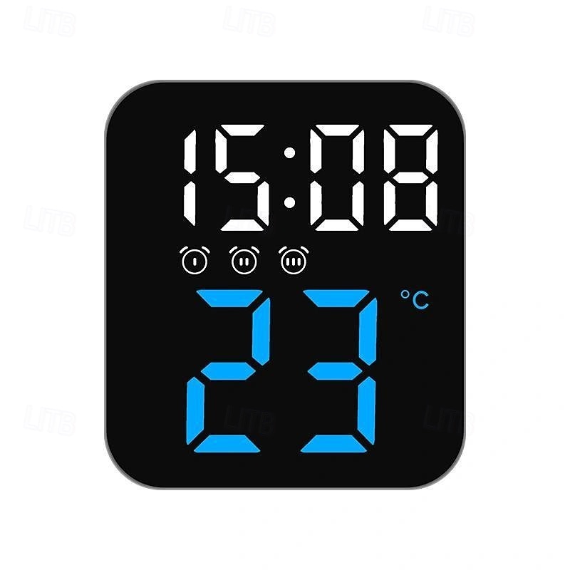 Relógio de parede digital LED com display de temperatura e tempo, despertador de mesa com brilho ajustável, decoração para casa e mesa, relógio eletrônico de 2025 por $16.99 –P5