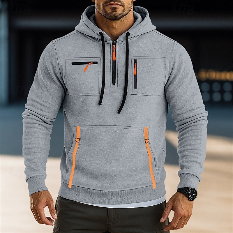Per uomo Felpa con cappuccio Felpa con cappuccio a zip intera Felpa con cappuccio in pile Felpa con cappuccio tattica Nero Verde militare Blu marino Cachi Grigio chiaro Con Cappuccio Semplice del 2025 a $23.99 –P1