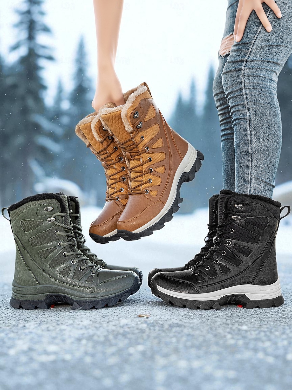 Stivali Da Neve Neri Lucidi Con Pelliccia - Foto 8