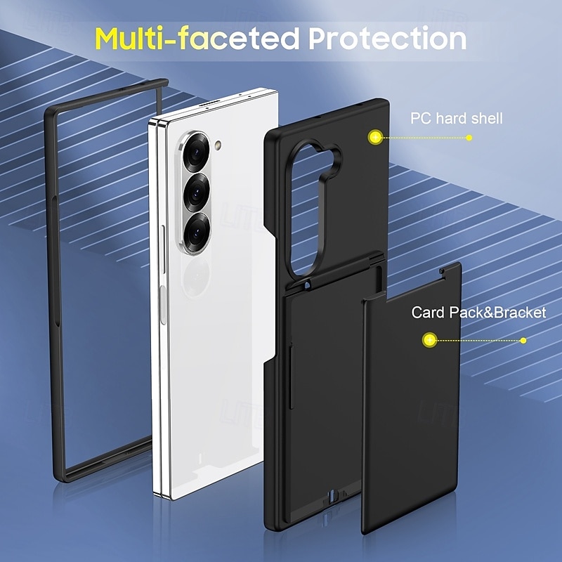 Phone Case For Samsung Galaxy Z Fold 7 Z Fold 6 Z Fold 5 Back Cover Kickstand Card Slot Shockproof Retro PC 2026 - $14.99 –P7