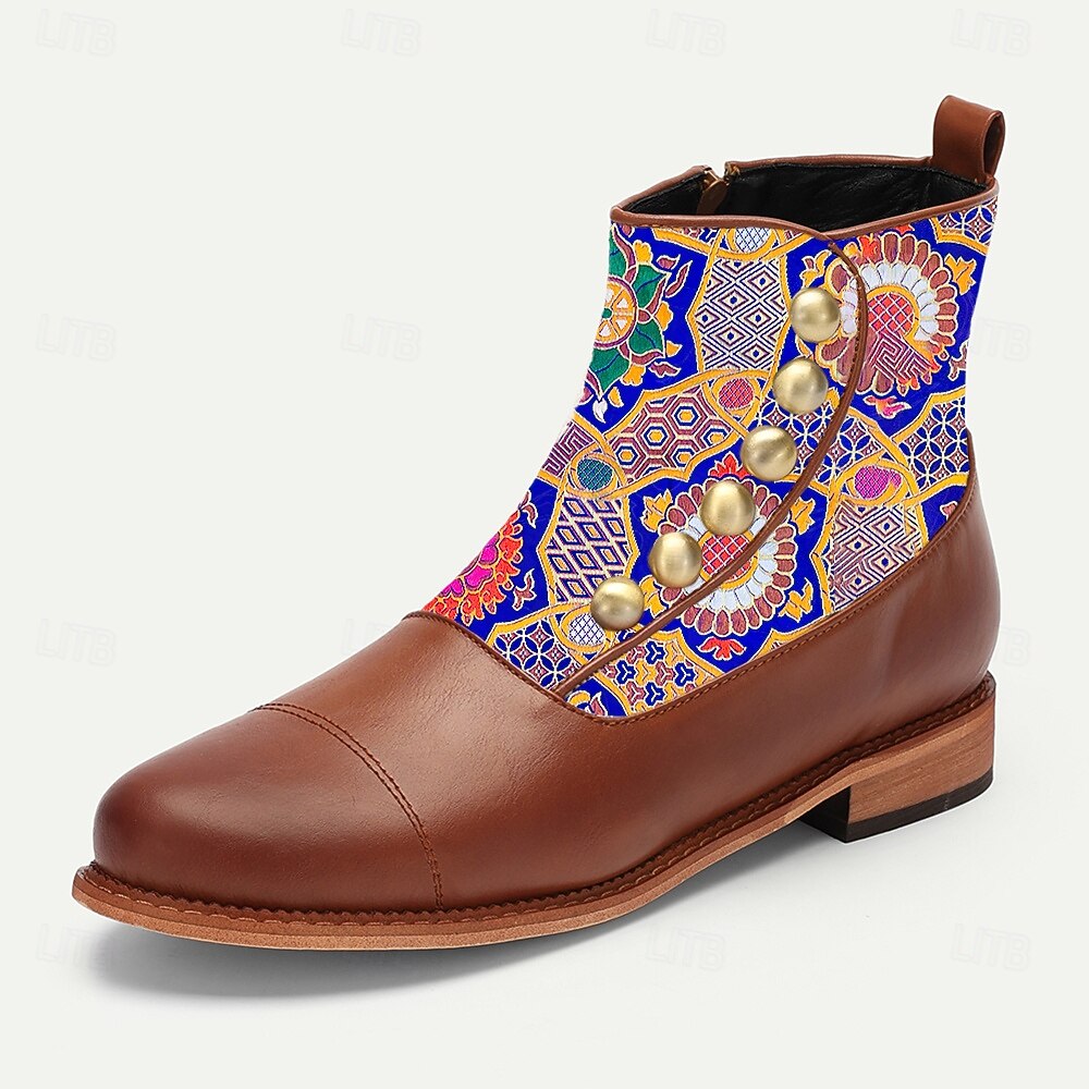 Homens Botas Caminhada Pele PU Tecido Jacquard Confortável Antiderrapante Respirável Botas / Botins Com Cadarço Marrom / Azul Primavera Outono Inverno de 2025 por $46.99 –P4