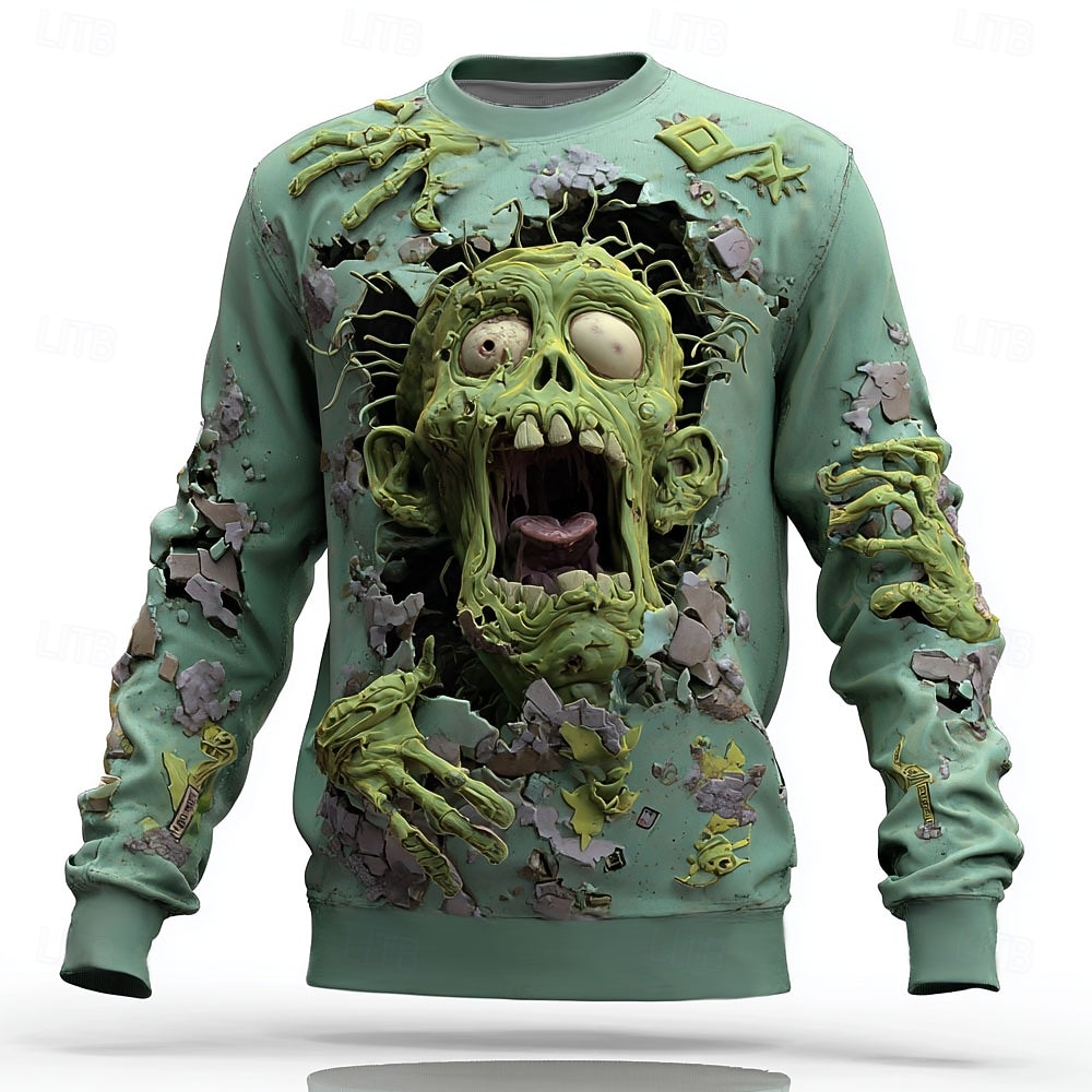 Halloween Men's Zombies Sweatshirt Punk Party Crew Neck Vacation Pink Blue Crewneck 3D All Seasons Designer 2025 - $30.99 –P1