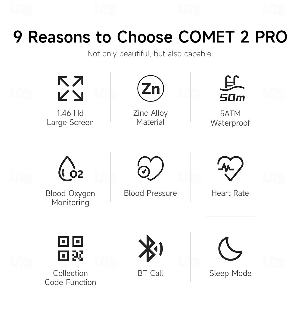 LOKMAT COMET 2 PRO Умные часы 1.46 дюймовый Смарт Часы Bluetooth Педометр Напоминание о звонке Датчик для отслеживания активности Совместим с Android iOS Женский Мужчины 2025 - $38.99 –P2