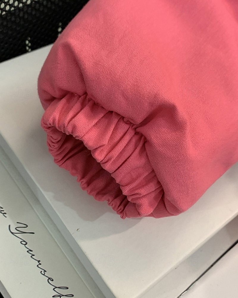 Kinderen Voor meisjes Dons Effen Kleur Modieus Bontzoom School jas bovenkleding 4-12 jaar Winter Blozend Roze Khaki 2025 - $36.99 –P8