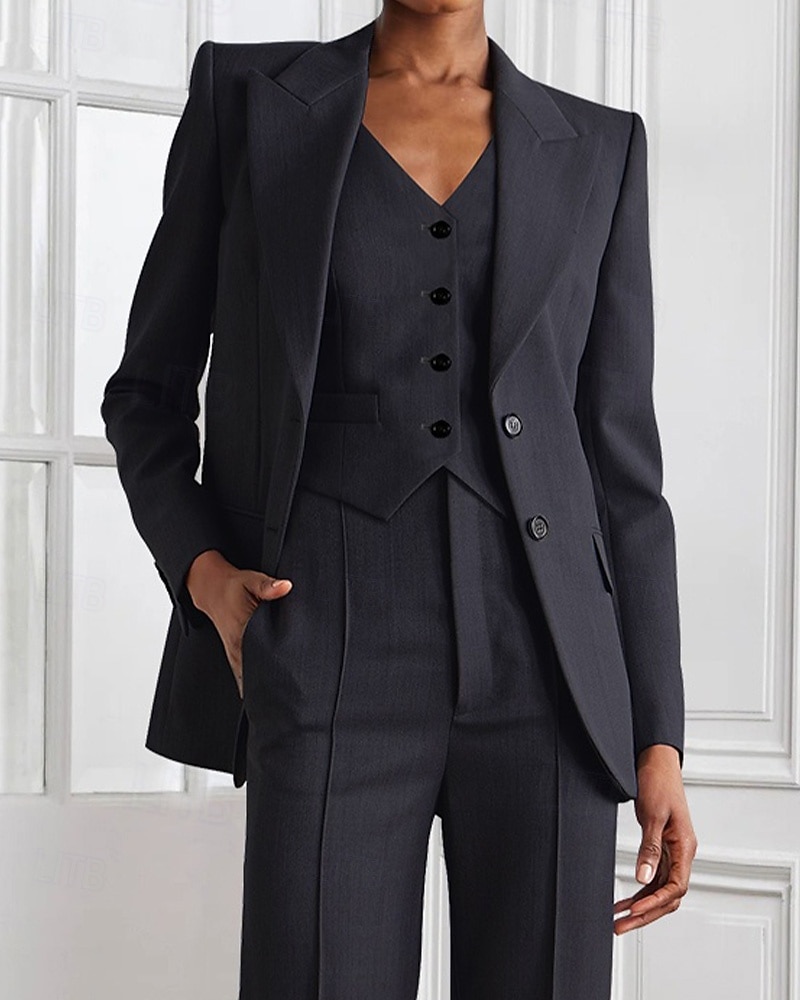 γυναικείο σακάκι tailored blazer structured jacket κομψό μακρυμάνικο με κουμπιά, μονόχρωμο μόνο τοπ 2025 - $105.99 –P1