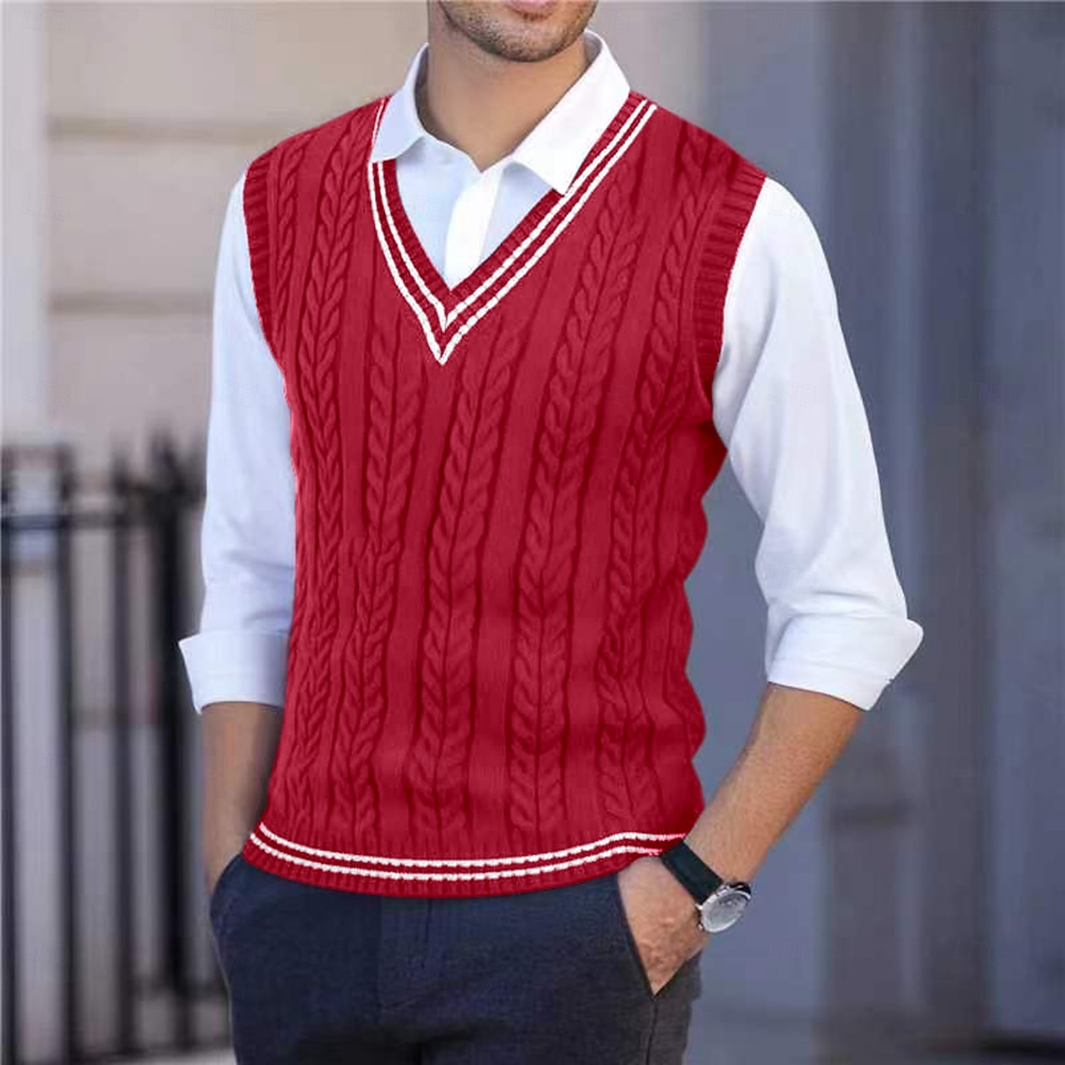 Homens Suéter Colete de moletom Pulôver suéter Cabo Tricotar Tops regulares Tricotado Corte Justo Côr Sólida Decote V Roupa de Malha Moderna Casual Roupa Diária Roupa Inverno Primavera & Outono Preto de 2026 por $26.99 –P4