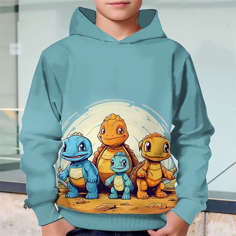 Pojkar 3D Dinosaurie Huvtröja Långärmad Vår Höst Mode Streetwear Barn 4-12 år Huva Utomhus Ledigt Dagligen Normal 2025 - $18.99 –P9