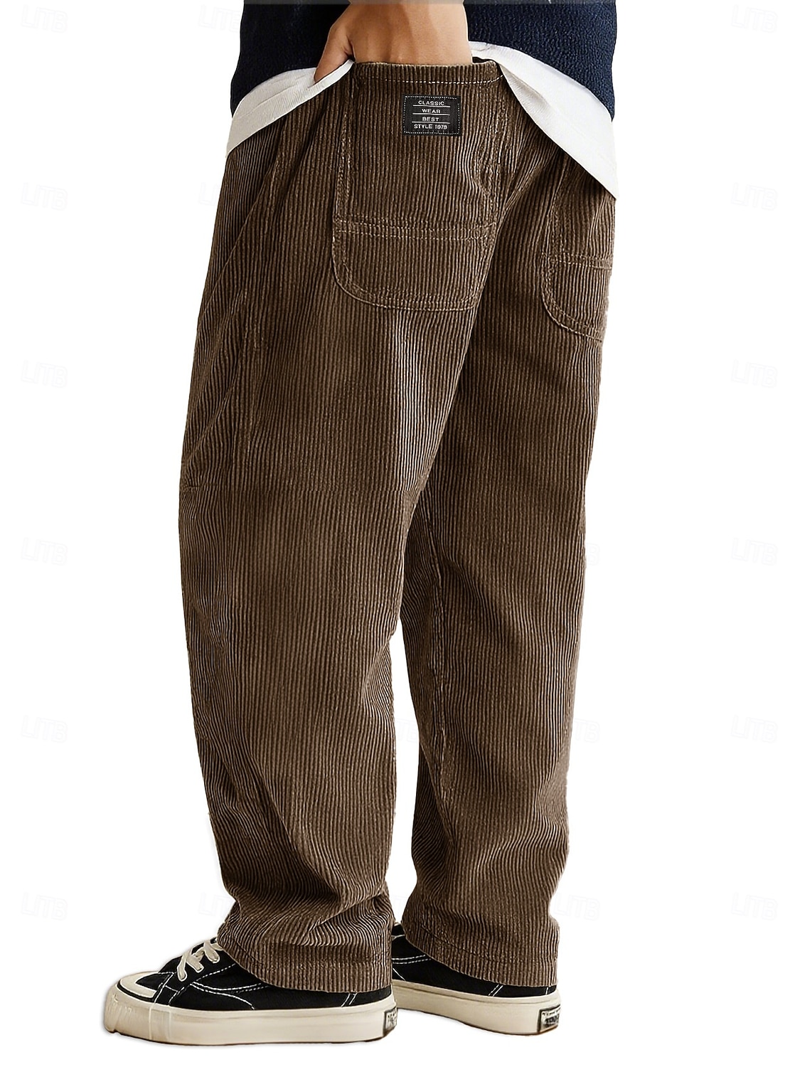 Homens Calças Esportivas Calças de Veludo Calças Calças largas Cintura elástica Perna reta Tecido Pavio Humido Respirável Comprimento total Ao ar livre Casual Diário Moda Roupa de rua Preto Branco de 2026 por $28.99 –P8