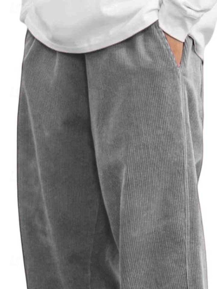 Homens Calças Esportivas Calças de Veludo Calças Calças largas Cintura elástica Perna reta Tecido Pavio Humido Respirável Comprimento total Ao ar livre Casual Diário Moda Roupa de rua Preto Branco de 2026 por $28.99 –P2