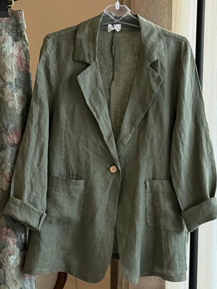Femmes Blazer Confortable Respirant Avec Poches Boutons Mode Style OL Uni Extérieur Occasionnel Quotidien Simple Boutonnage Régulier Revers Coupe régulière manche longue Vêtements d'extérieur Bleu de 2025 ? $23.99 –P12