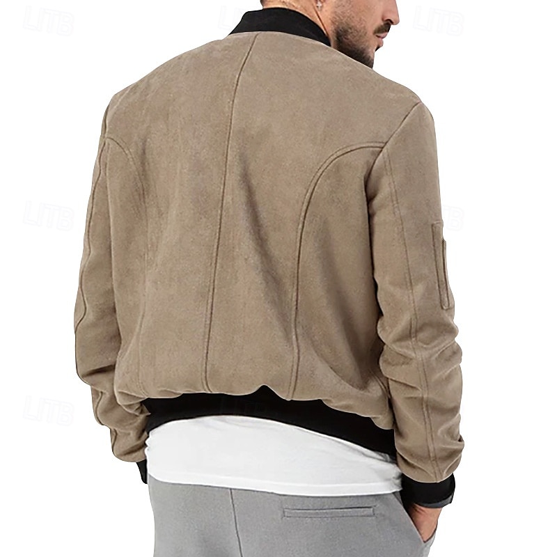 Per uomo Giubbotto bomber Giacca Casual Giacca in camoscio Vacanza Quotidiano Caldo Tasca Autunno Inverno Semplice Moda Classico Collo alla coreana Regolare Nero Rosso Blu marino Marrone Verde Giacca del 2025 a $36.99 –P3