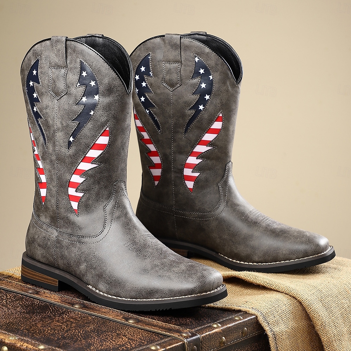 Per uomo Stivali Stivali da Cowboy Retrò Camminata Vintage Casual All'aperto Quotidiano Pelle PU Camoscio Confortevole Antiscivolo Caldo Stivali a Metà Polpaccio Slip-on Nero Marrone Cachi Estate del 2026 a $64.99 –P12