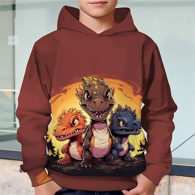 Pojkar 3D Dinosaurie Huvtröja Långärmad Vår Höst Mode Streetwear Barn 4-12 år Huva Utomhus Ledigt Dagligen Normal 2025 - $18.99 –P6