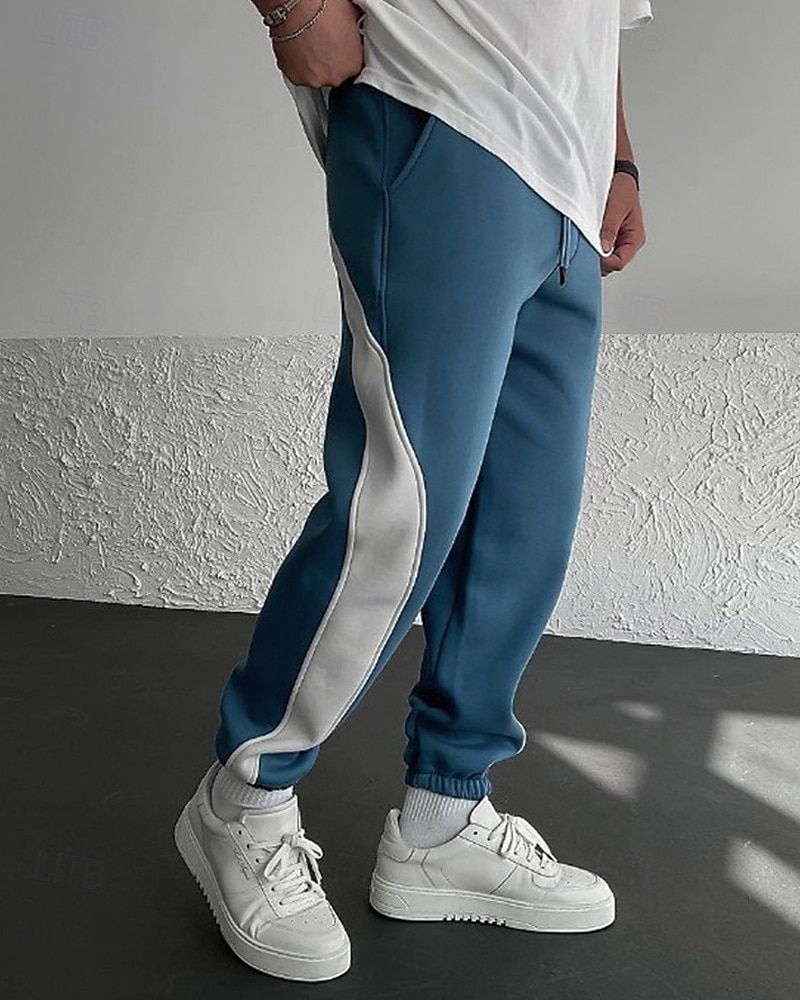 Pánské Tepláky Běžec Kalhoty Šňůrky Kapsy Elastický pas Barevné bloky Pohodlné Outdoorové sporty Denní Módní Na běžné nošení Černočervená Bílá  / modrá Lehce elastické 2025 - $29.99 –P4