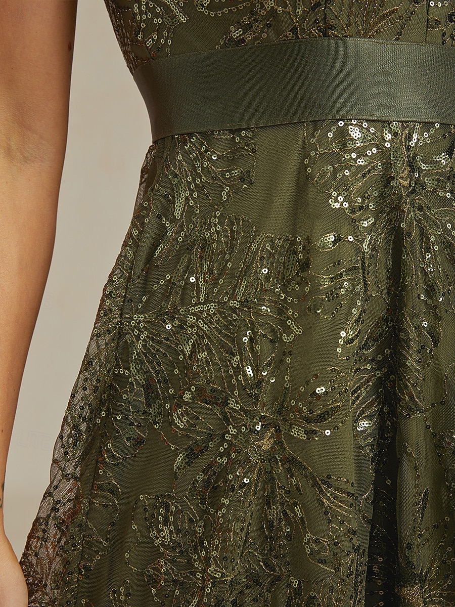 Damen Maxikleid A Linie Kleid Rückenfreies Kleid Elegant Party Geburtstag Einfarbig Ärmellos V Ausschnitt Olive Sommer Frühling 2025 - $169.99 –P4