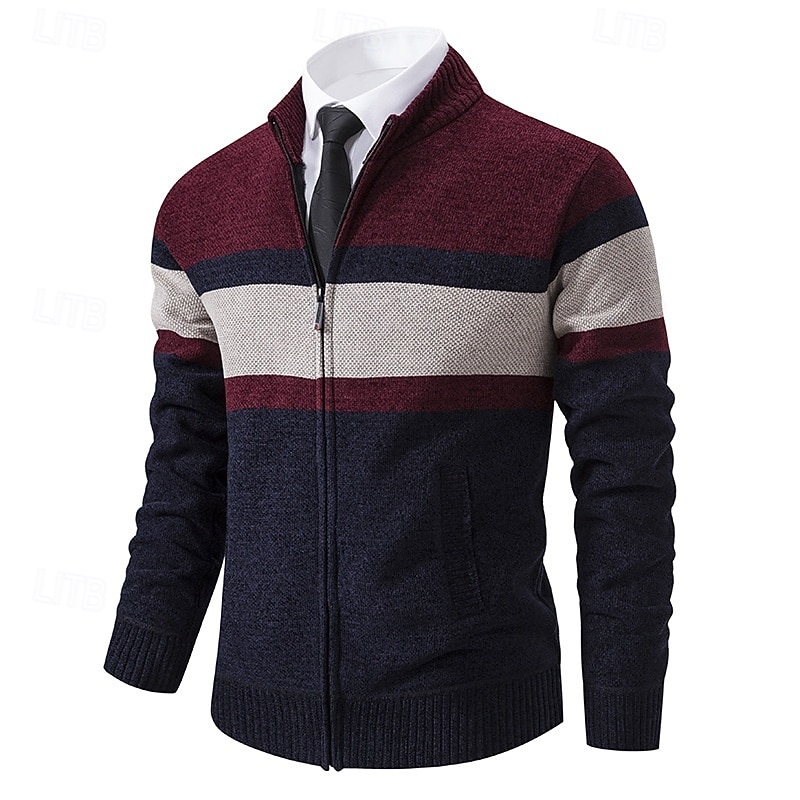 Herren Pullover Kleid Pullover Strickjacke Reißverschluss-Pullover Strickpullover Gerippt Stricken Normale Oberteile Gestrickt Gerippt Einfach Rollkragen Mode Schals Büro Lässig Bekleidung Herbst 2026 - $39.99 –P3
